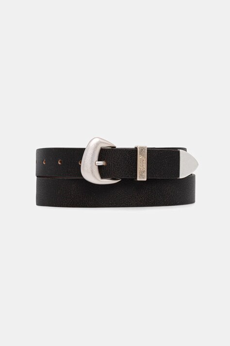Tommy Jeans remen za žene kožni crni AW0AW18825