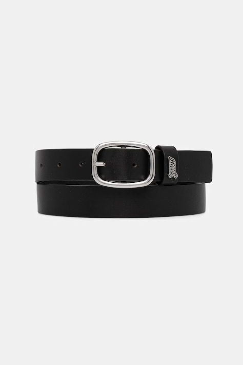 Tommy Jeans ζώνη γυναικεία δερμάτινη μαύρη AW0AW18812