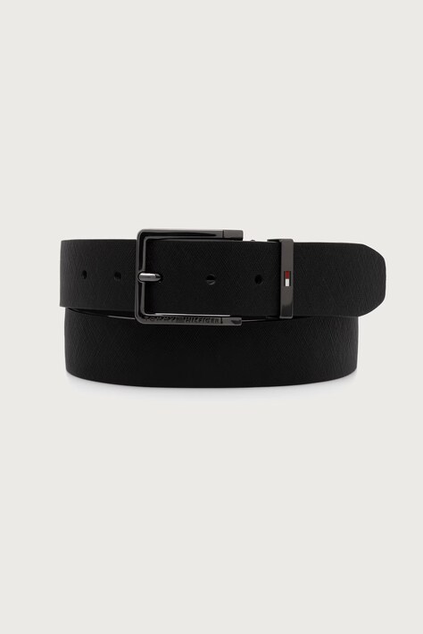 Tommy Hilfiger Ζώνη ανδρική δερμάτινη μαύρη AM0AM14573