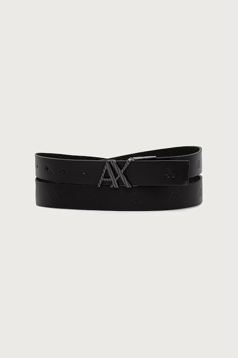 Armani Exchange obojstranný opasok pánsky kožený čierny XM003182 AF26717