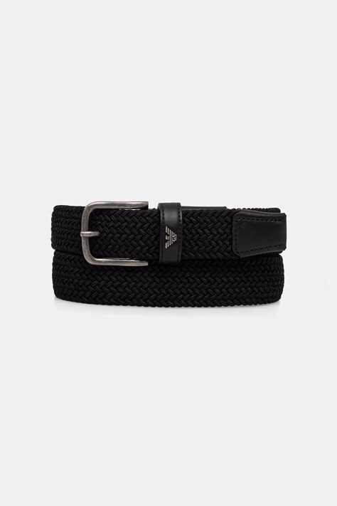 Emporio Armani pasek pleciony męski czarny EM007375 AF29616