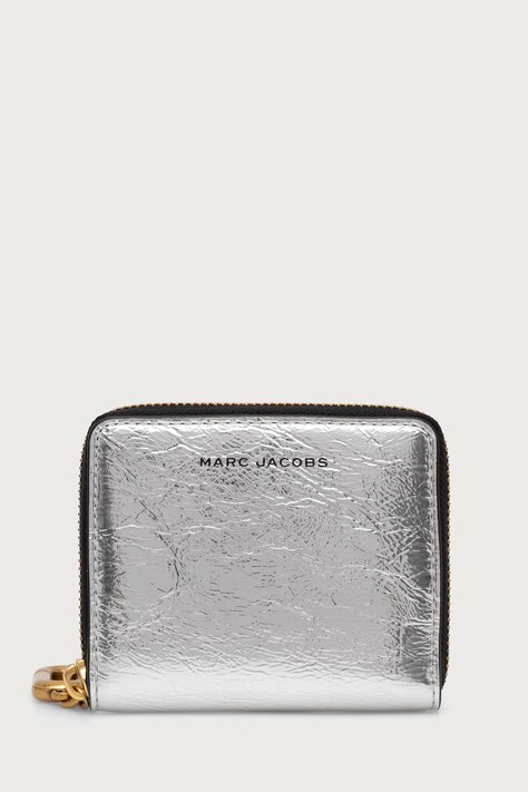 MARC JACOBS RFID peňaženka detská z imitácie kože SLIM COMPACT WALLET strieborná 2F6SMP035S02