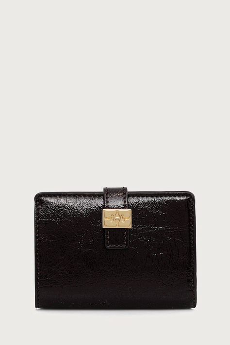 GANNI Card Holder Deep Shine portfel z imitacji skóry damski brązowy B3010393