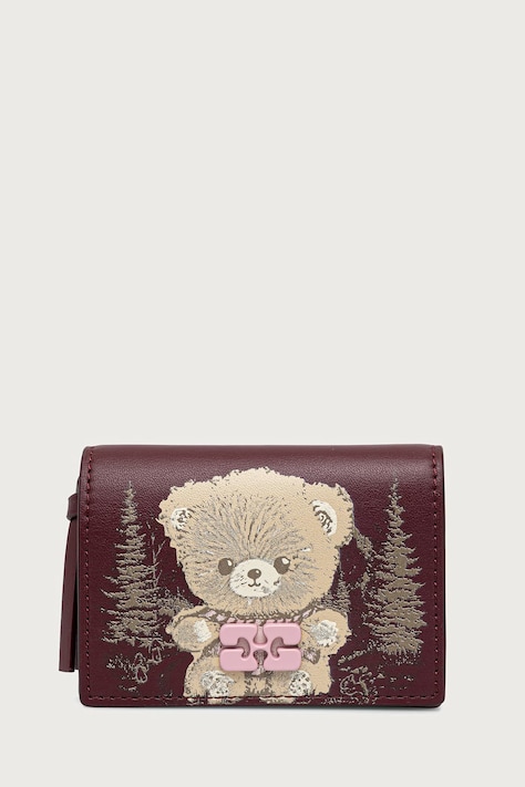 GANNI Bou Card Holder portfel bordowy B3010376