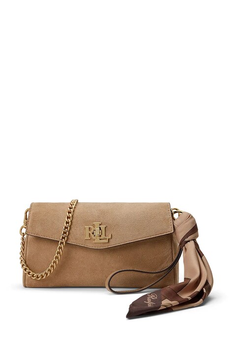 Lauren Ralph Lauren Portfel crossbody damski skórzany beżowy 432P18554