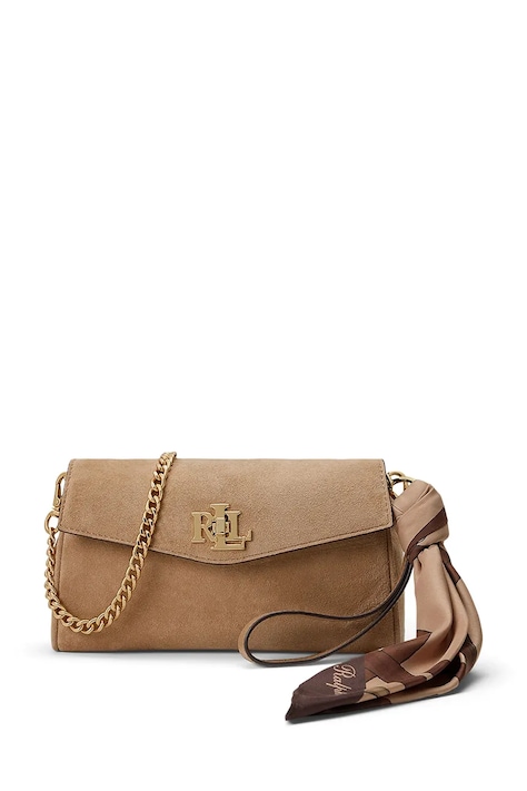 Lauren Ralph Lauren Portfel crossbody damski skórzany beżowy 432P18554