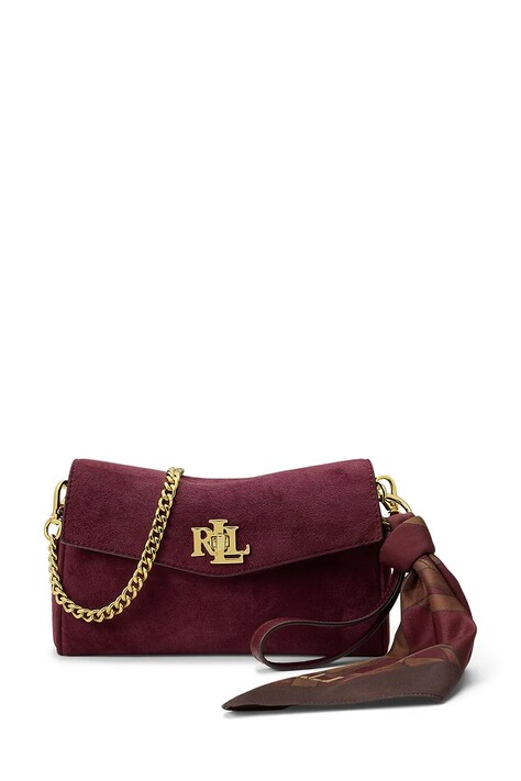 Lauren Ralph Lauren Portfel crossbody damski skórzany bordowy 432P18554