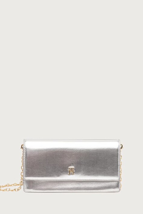 Tommy Hilfiger Pismo torbica za žene od imitacije kože srebrna AW0AW19308