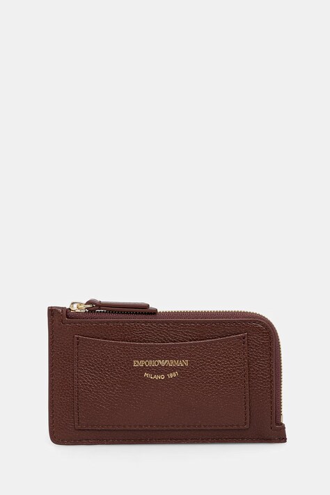 Emporio Armani portfel damski skórzany brązowy EW000367 AF19568