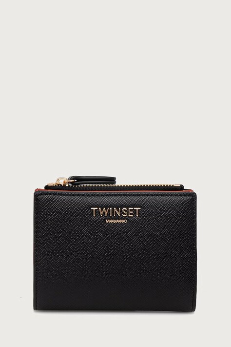 Twinset Portfel damski z imitacji skóry czarny 262TH7052