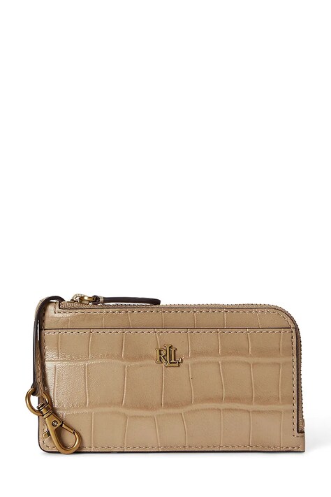 Lauren Ralph Lauren portfel damski skórzany beżowy 432P15678