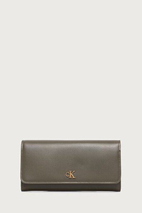 Calvin Klein Portfel damski skórzany zielony LV04F1224G