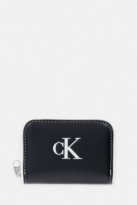Calvin Klein portfel RFID damski z imitacji skóry czarny LV04F1143G