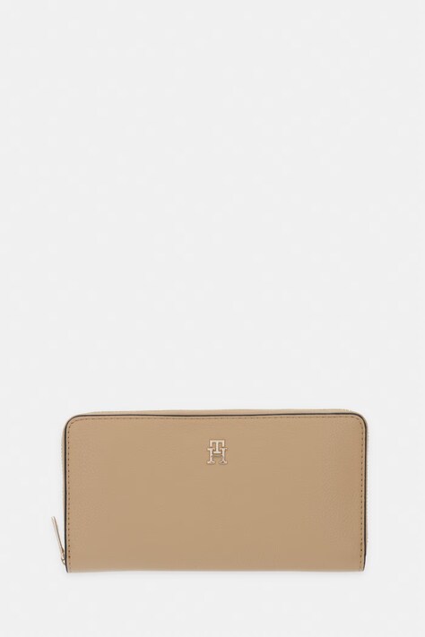 Tommy Hilfiger portfel damski z imitacji skóry beżowy AW0AW18760