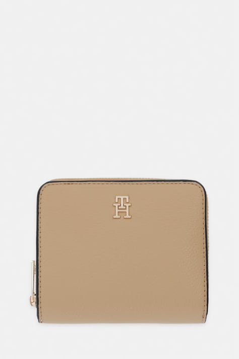 Tommy Hilfiger portfel damski z imitacji skóry beżowy AW0AW18758
