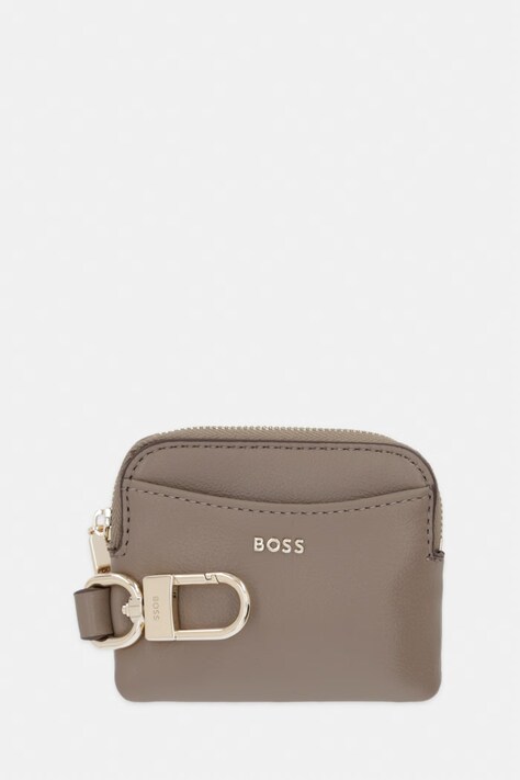 BOSS portfel damski z imitacji skóry Sandy Zip Cardholder beżowy 50567623