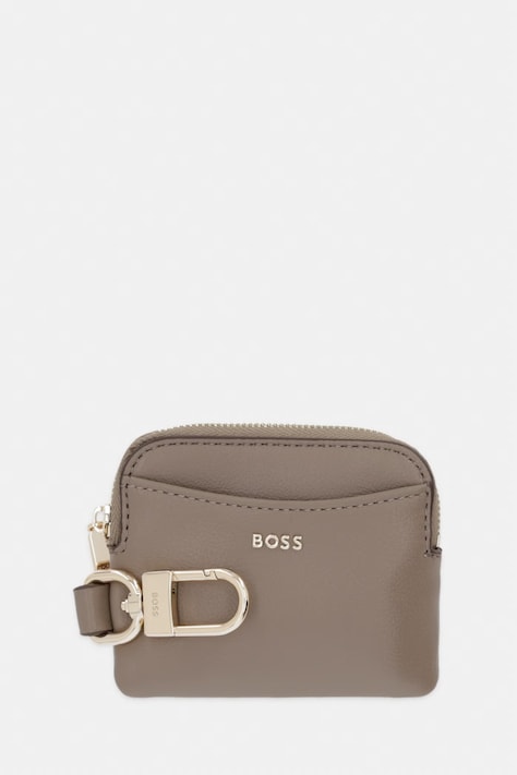 BOSS portfel damski z imitacji skóry Sandy Zip Cardholder beżowy 50567623