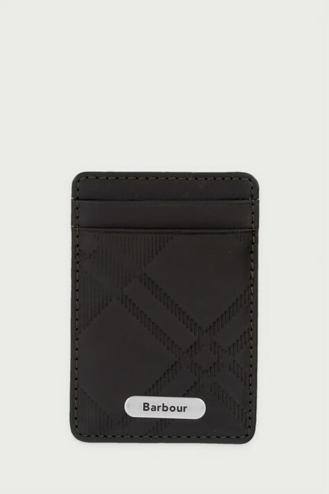 Barbour Etui na karty męskie skórzane zielone MLG0083