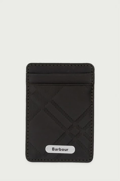 Barbour Etui na karty męskie skórzane zielone MLG0083