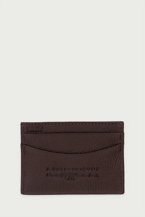 Barbour Etui na karty męskie skórzane brązowe MLG0006