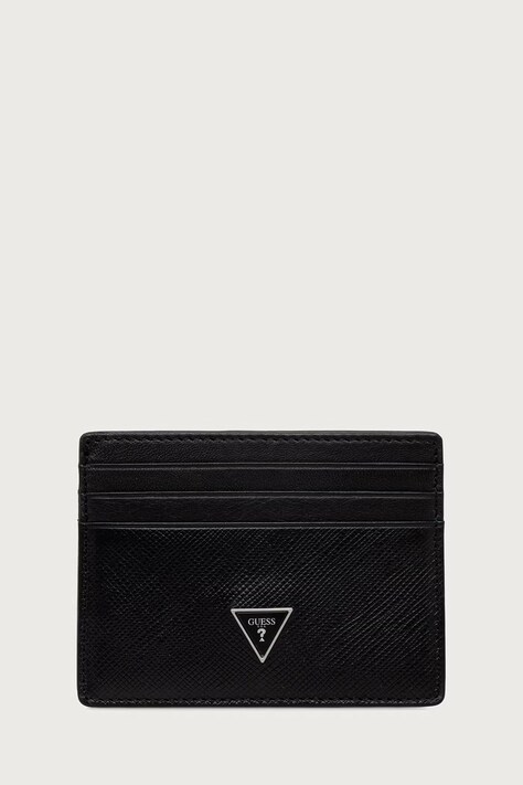 Guess Etui na karty męskie skórzane MILANO czarne SMMISL LEA25