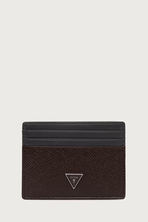 Guess Etui na karty męskie skórzane MILANO brązowe SMMISB LEA25