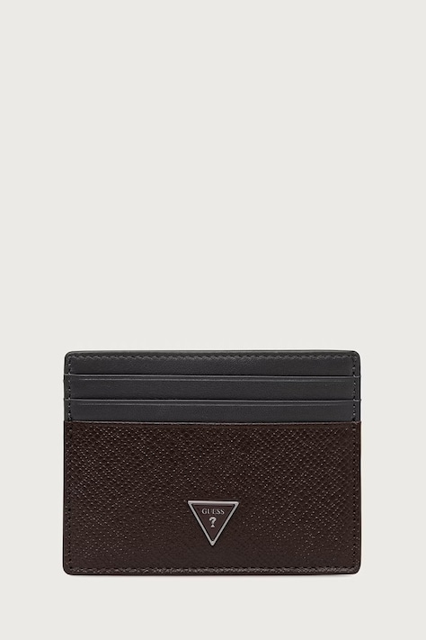 Guess Etui na karty męskie skórzane MILANO brązowe SMMISB LEA25