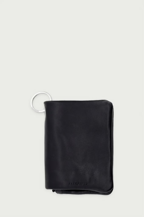 AllSaints Portfel męski skórzany LUKA BIFOLD czarny M098XF
