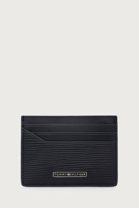 Tommy Hilfiger Θήκη για κάρτες ανδρική δερμάτινη σκούρα μπλε AM0AM14787