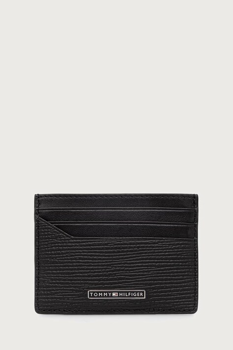 Tommy Hilfiger Θήκη για κάρτες ανδρική δερμάτινη μαύρη AM0AM14787