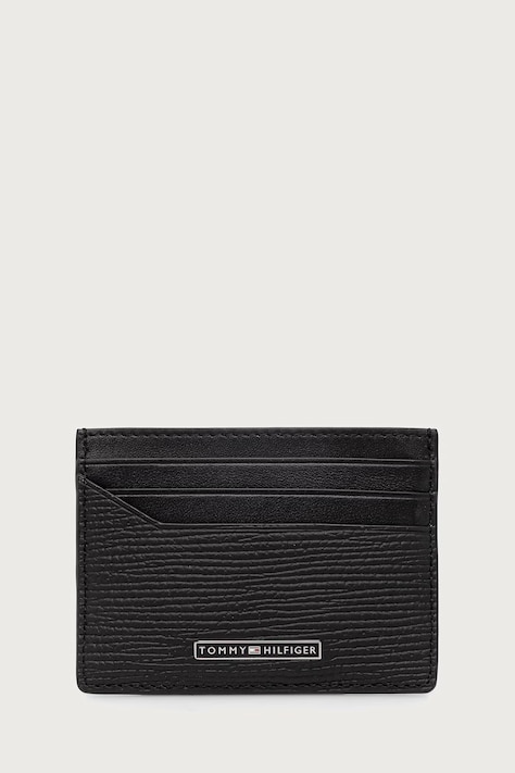 Tommy Hilfiger Θήκη για κάρτες ανδρική δερμάτινη μαύρη AM0AM14787