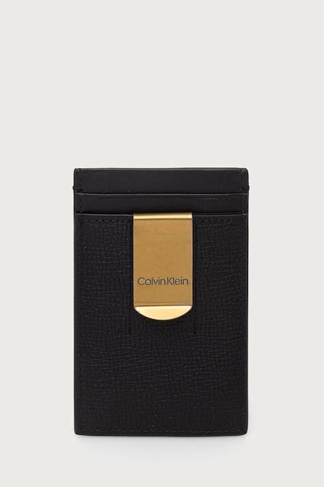 Calvin Klein Θήκη για κάρτες ανδρική δερμάτινη μαύρη LV04D1321G