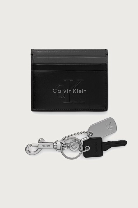 Calvin Klein Etui za kartice i privjesak za muškarce od kože crni LV04D0015G