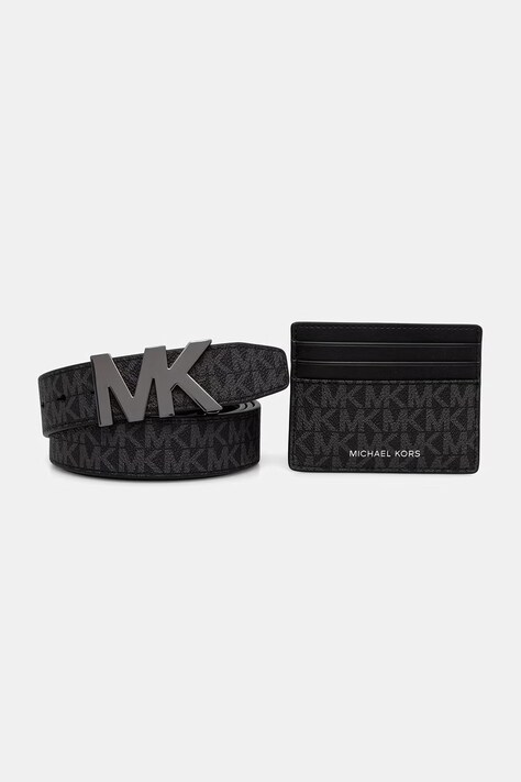 Michael Kors zestaw etui na karty i pasek męski czarny 39S4LBLY6B