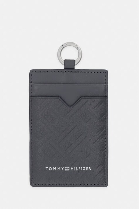 Tommy Hilfiger θήκη για κάρτες ανδρική δερμάτινη γκρί AM0AM14490