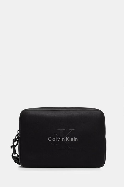 Calvin Klein kosmetyczka męska z imitacji skóry czarna LV04D1257G