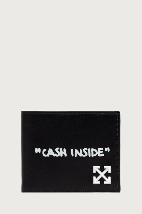 Off-White Jitney Quote Bifold portofel din piele negru OWMNC16F26LT01