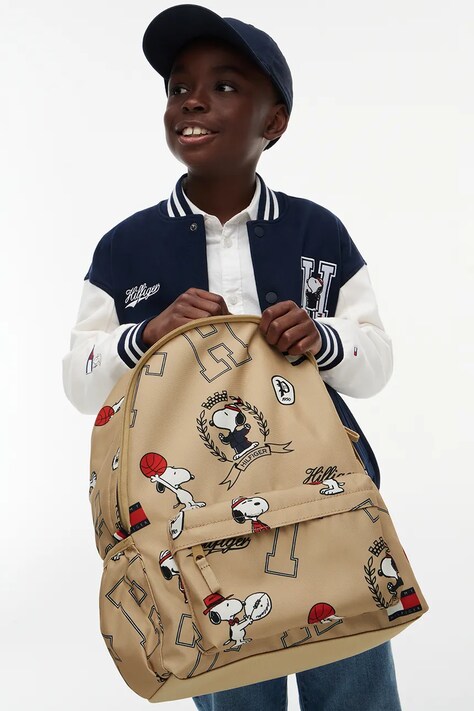 Tommy Hilfiger Plecak szkolny dziecięcy x Peanuts beżowy KA0KA00118