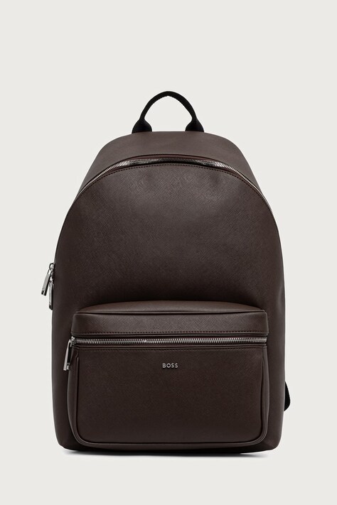 BOSS σακίδιο ανδρικό δερμάτινο Northon_Backpack καφέ 50567378