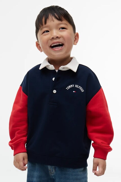 Tommy Hilfiger Polo dziecięce z bawełną granatowe KS0KS00809