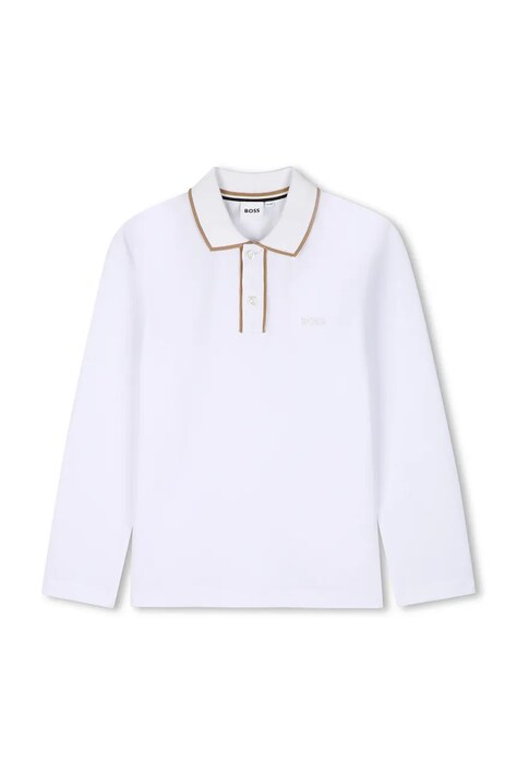BOSS Longsleeve dziecięcy bawełniany biały J53379