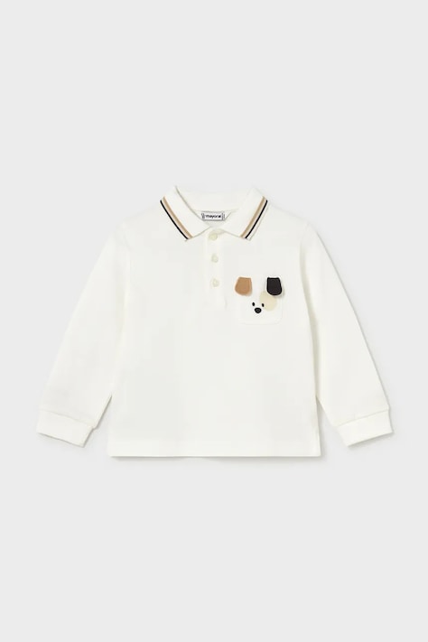 Mayoral Longsleeve dziecięcy z bawełną biały 2105