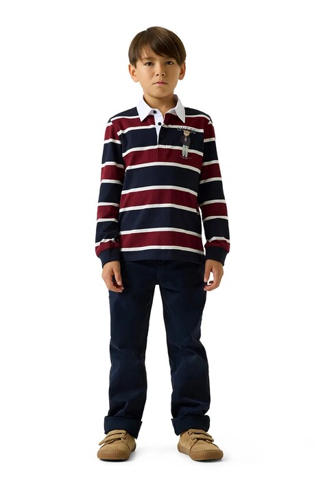Guess longsleeve dziecięcy bawełniany granatowy L6YP08 K4003