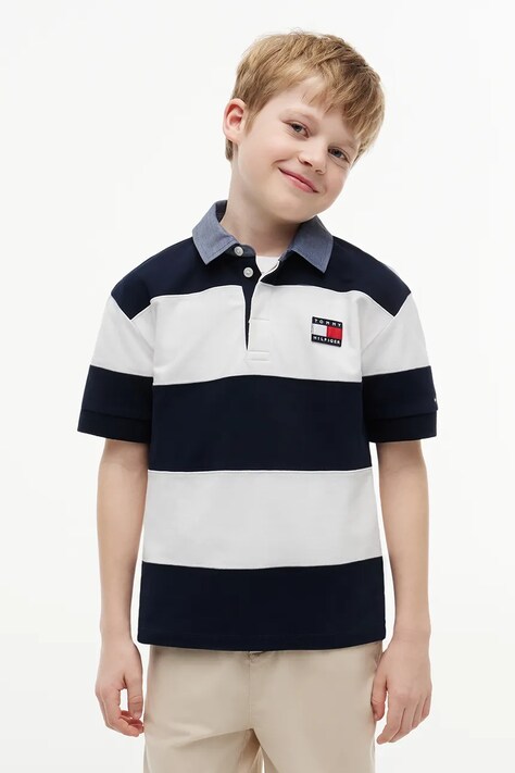 Tommy Hilfiger polo dziecięce bawełniane granatowe KB0KB10473