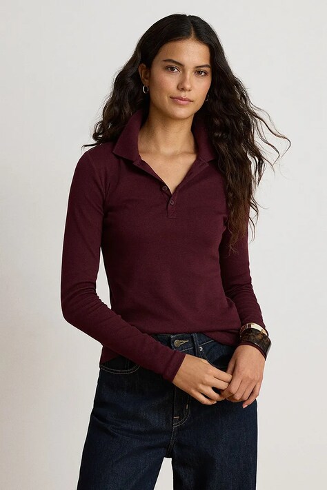 Lauren Ralph Lauren Polo damskie z bawełną bordowe 200B27414