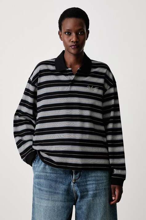 Carhartt WIP longsleeve damski bawełniany Bronson Polo czarny I037172