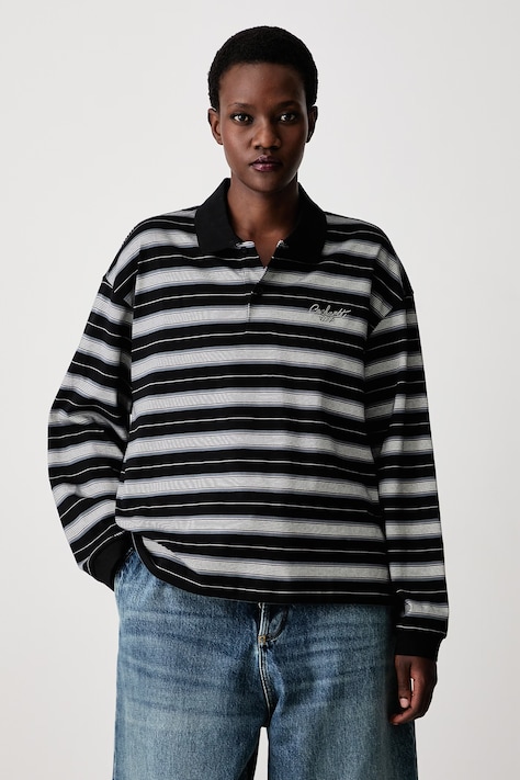 Carhartt WIP longsleeve damski bawełniany Bronson Polo czarny I037172