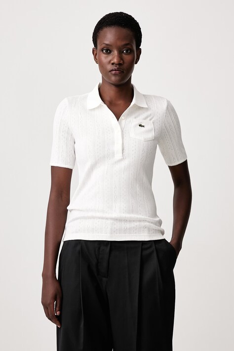 Lacoste Polo damskie bawełniane z elastanem beżowe DF5101
