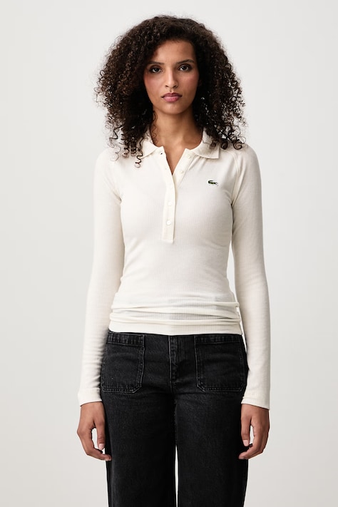 Lacoste Polo damskie z dodatkiem wełny beżowe DF3008