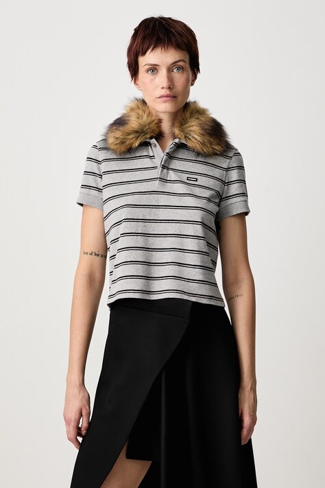 Vetements Polo bawełniane damskie szare WH27PO176G